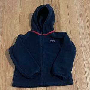 Patagonia Navy Fleece Hoodie with Red Accent
